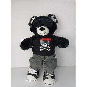 BUILD A BEAR  Black Soccer Bear Stuffed PLUSH BABW Soccer Feet Ears Full Outfit